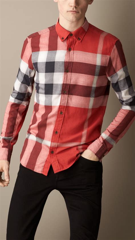 mens burberry exploded check shirt|Burberry Men's Slim.